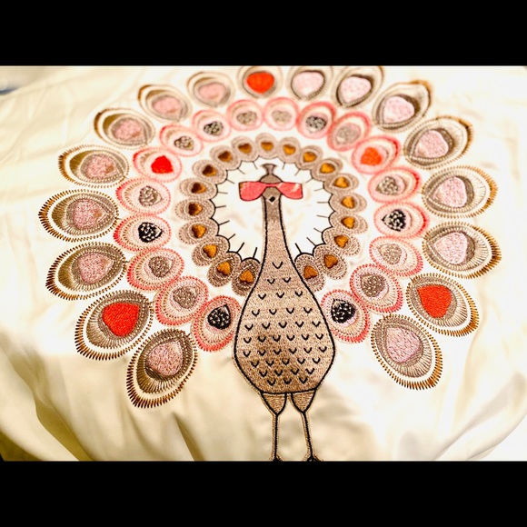 RARE White Poly Bomber Web Patch & Peacock Detail - Picture 6 of 8